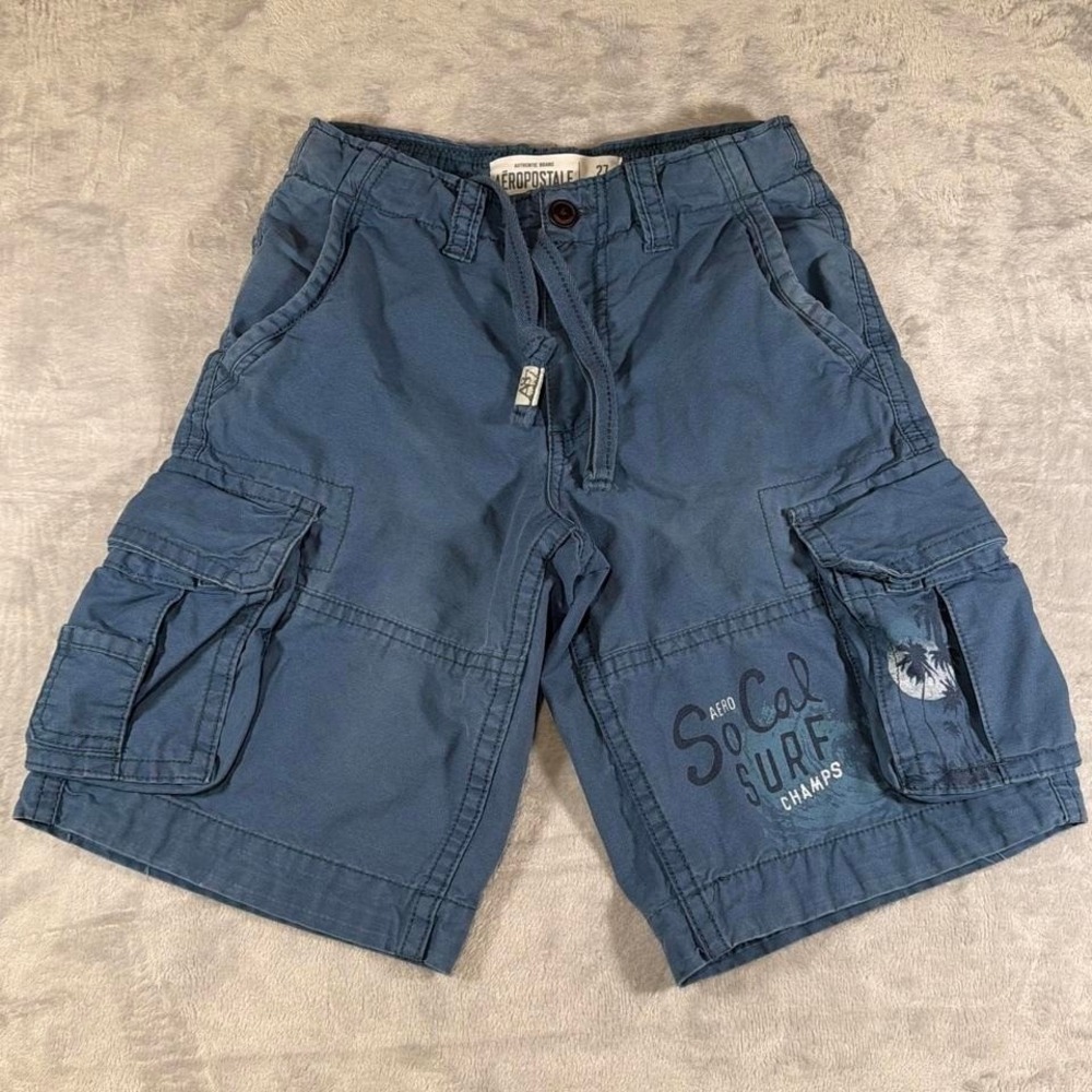 Y2K Vintage Heavy Weight Aéropostale Cargo Surf Shorts | Blue | 27